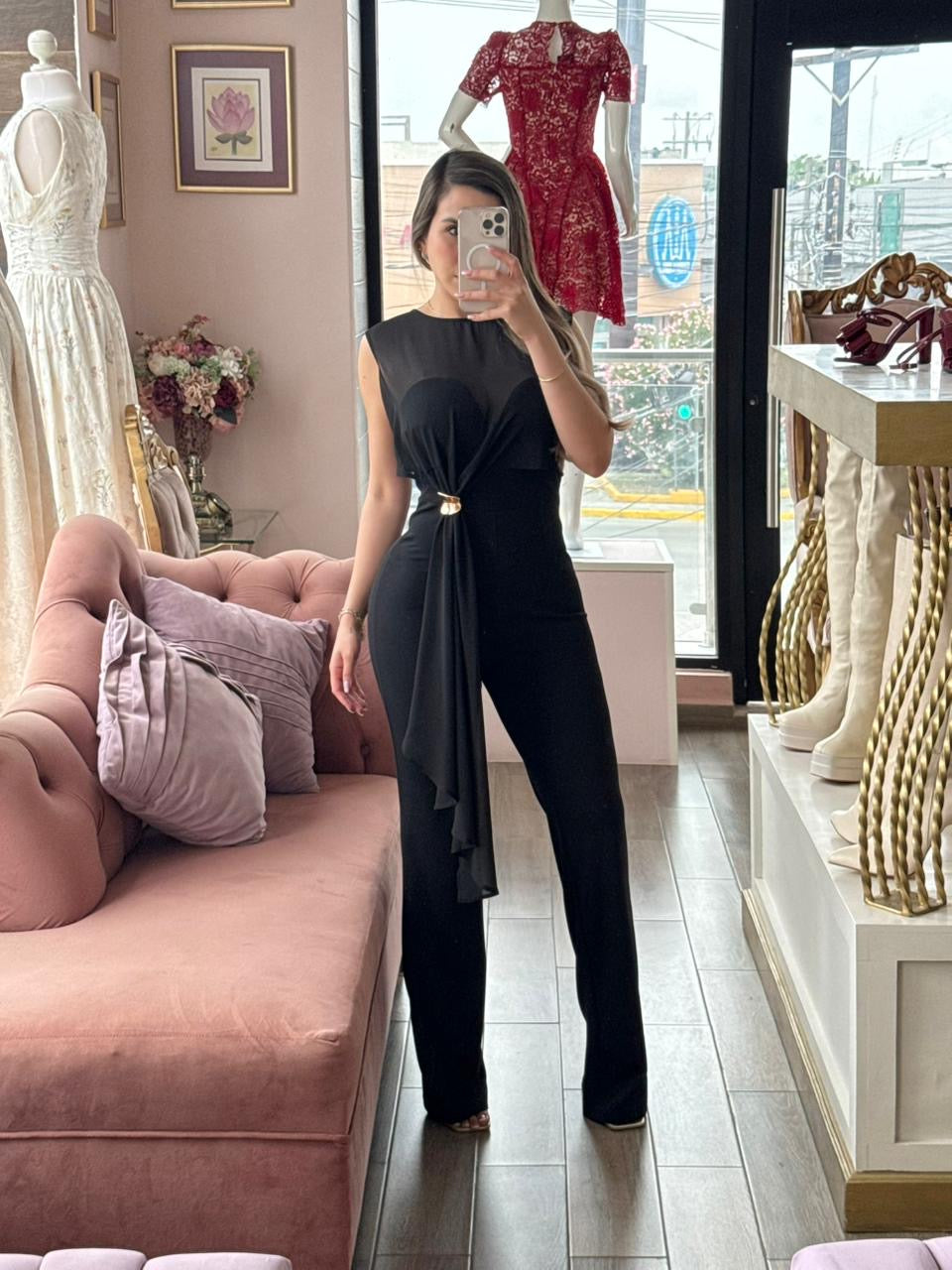 Jumpsuit de corte recto con escote alto