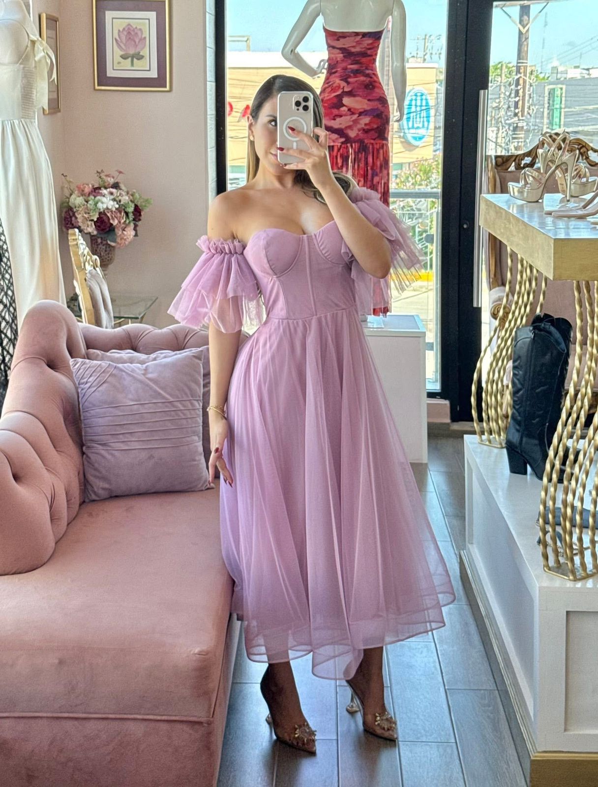 Vestido strapless de tul