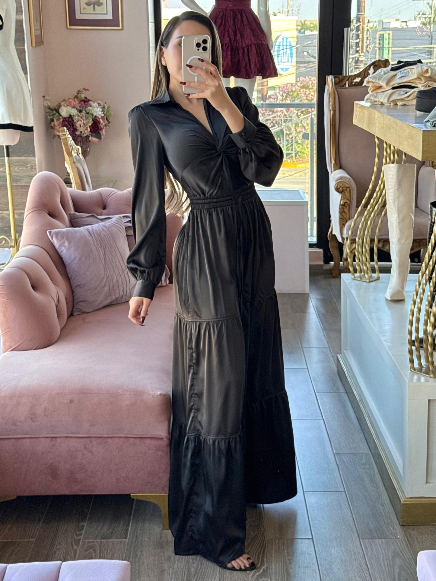 Palazzo con ajuste en cintura,caída amplia