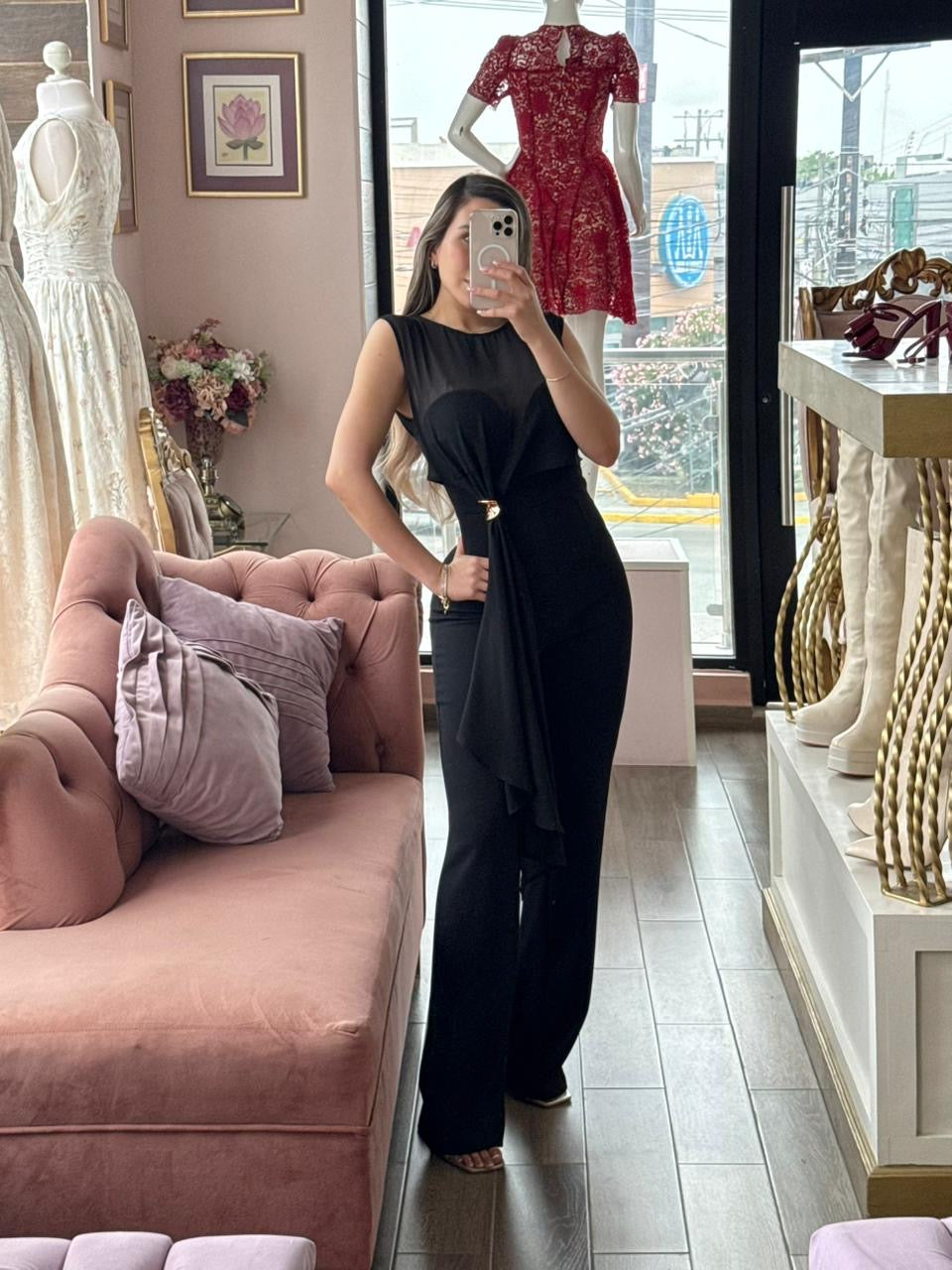Jumpsuit de corte recto con escote alto