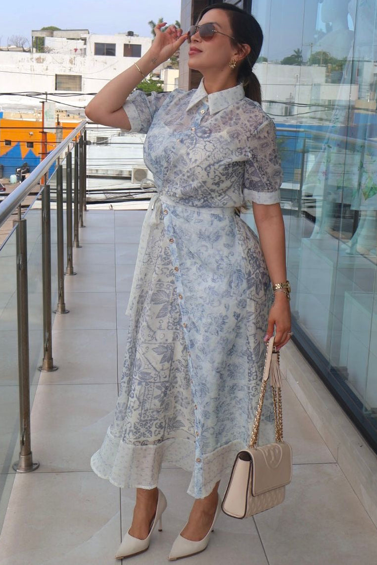 Vestido midi camisero cruzado