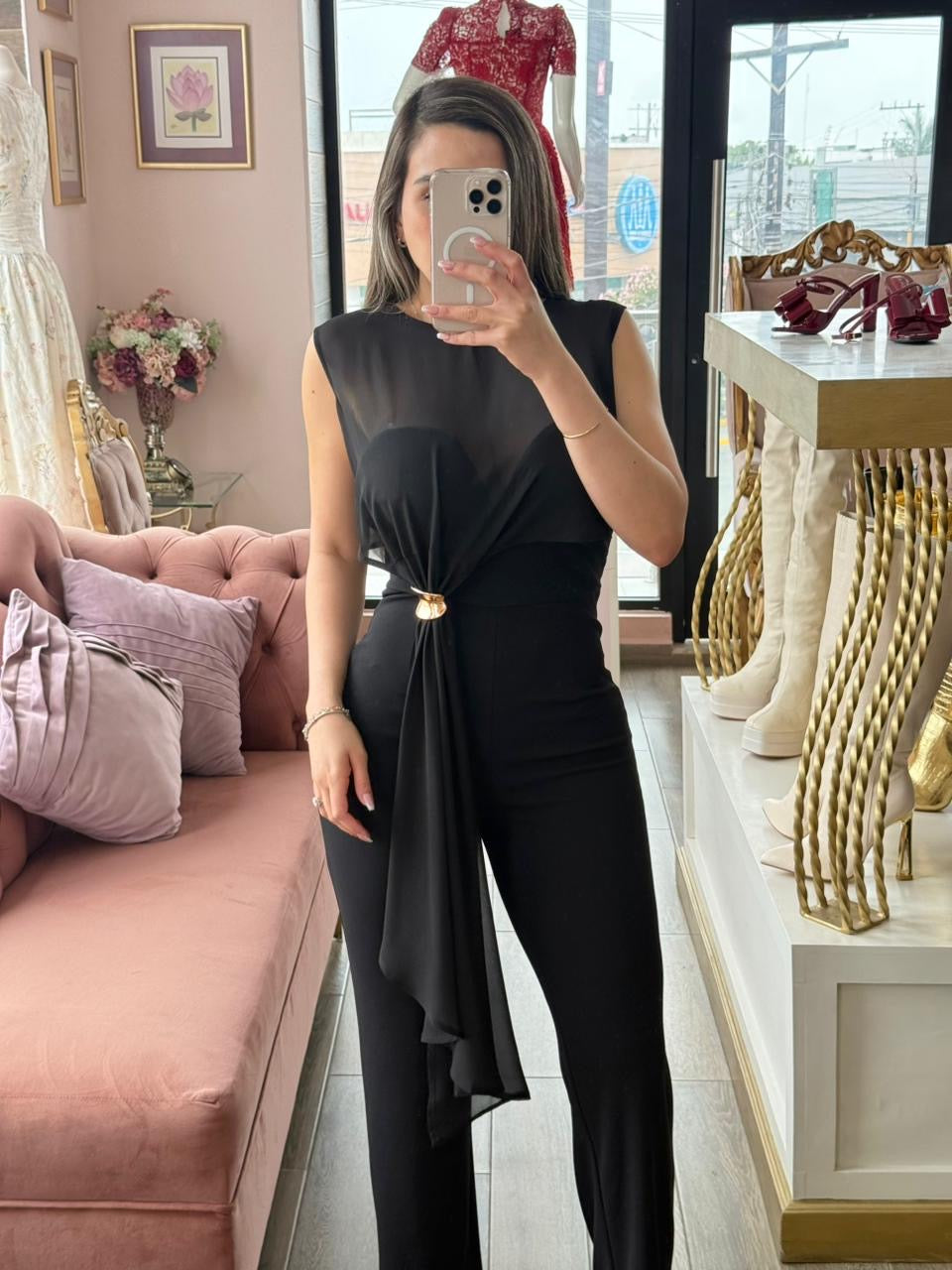 Jumpsuit de corte recto con escote alto
