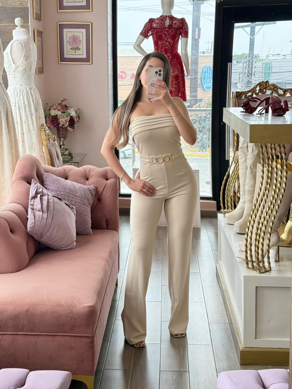 Jumpsuit strapless de escote recto