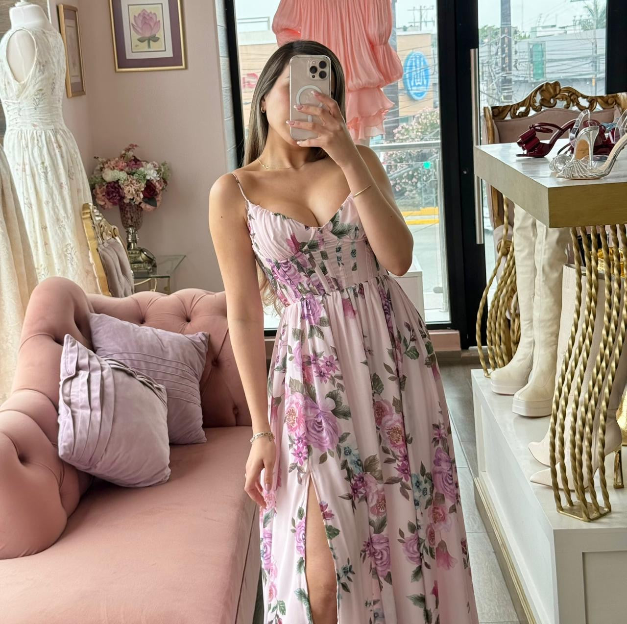 Vestido largo floral de tirantes