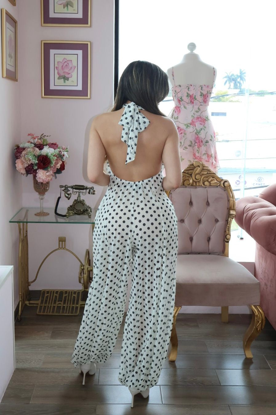 Jumpsuit halter de lunares
