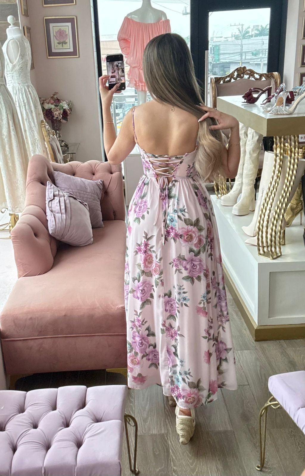 Vestido largo floral de tirantes