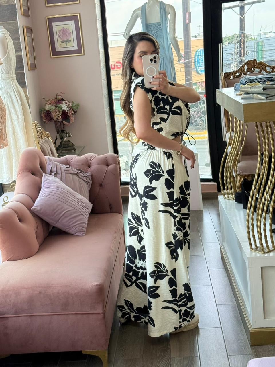 Set de estampado floral con cuello camisero