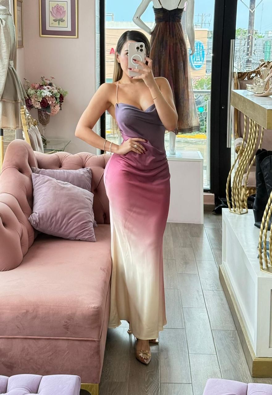 Vestido largo de tirantes Multicolor