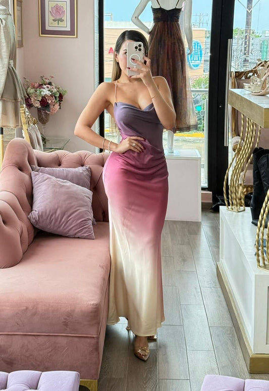 Vestido largo de tirantes Multicolor