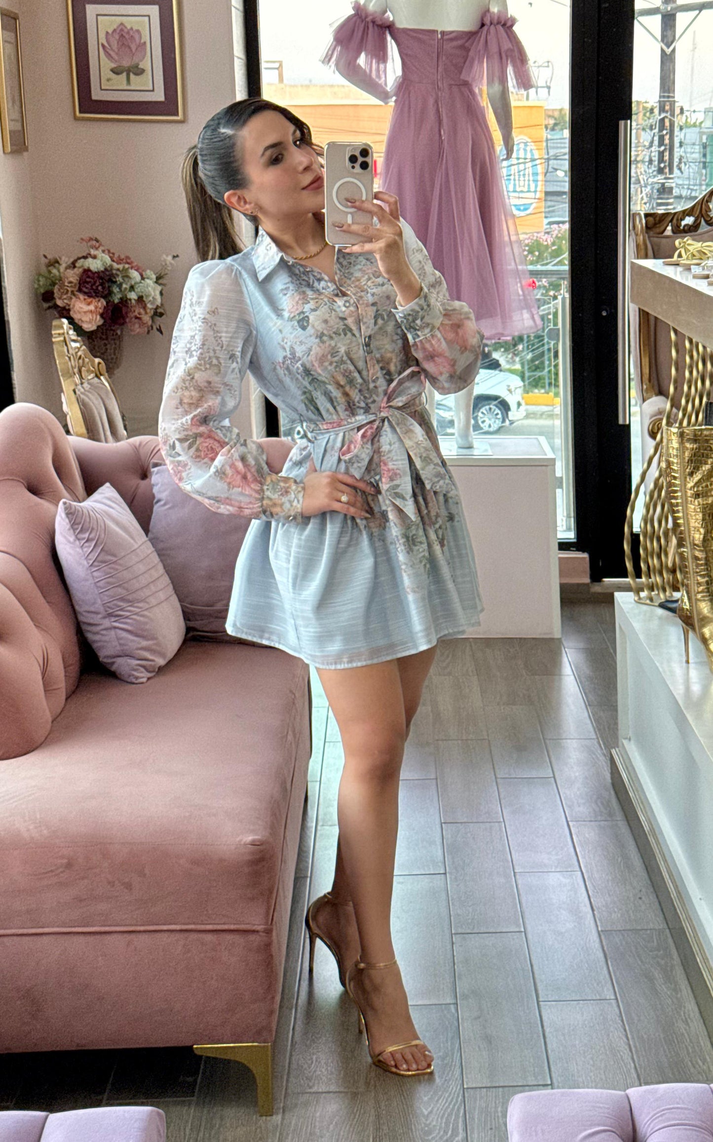 Vestido camisero, corto con estampados floral