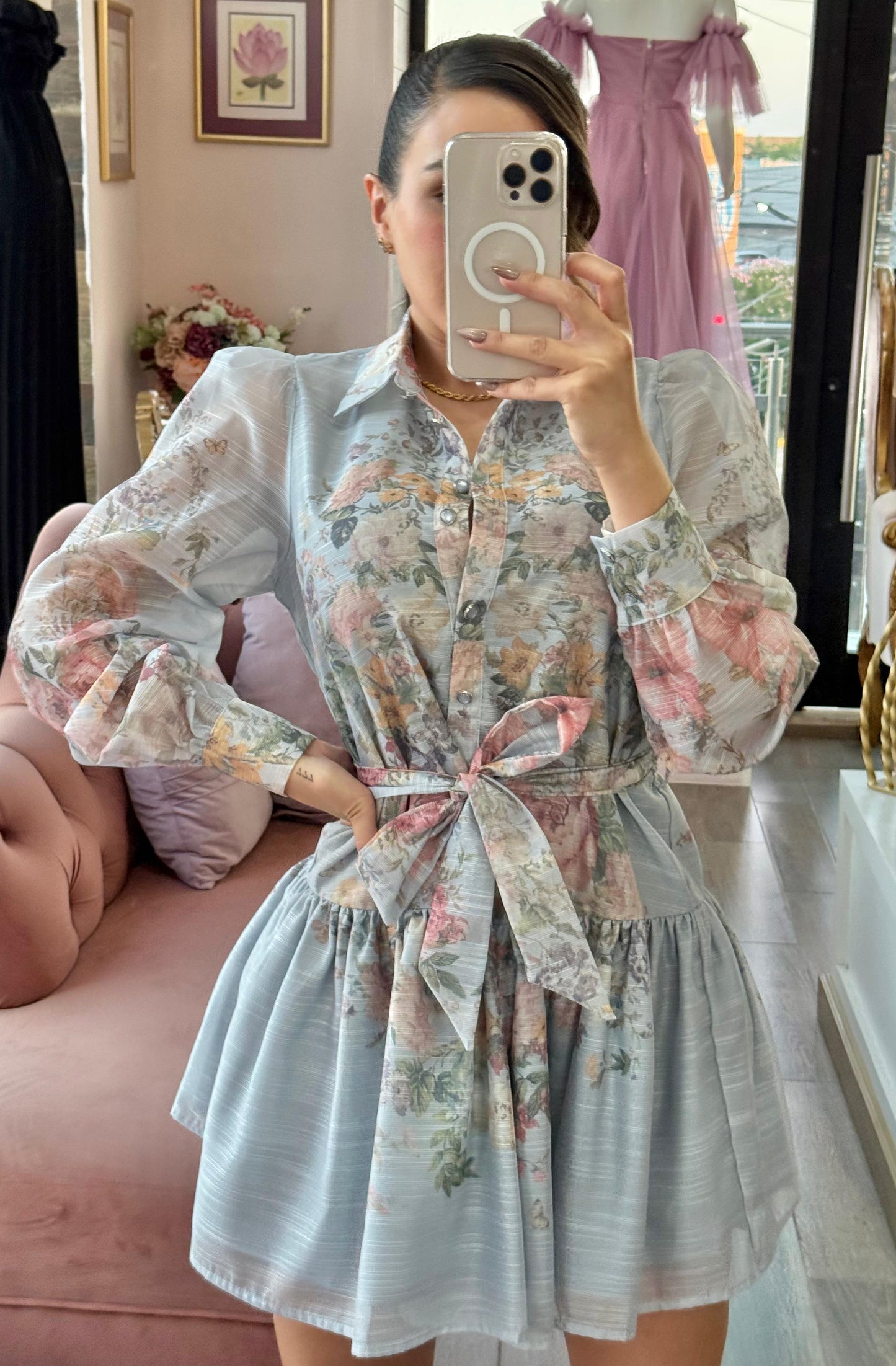 Vestido camisero, corto con estampados floral