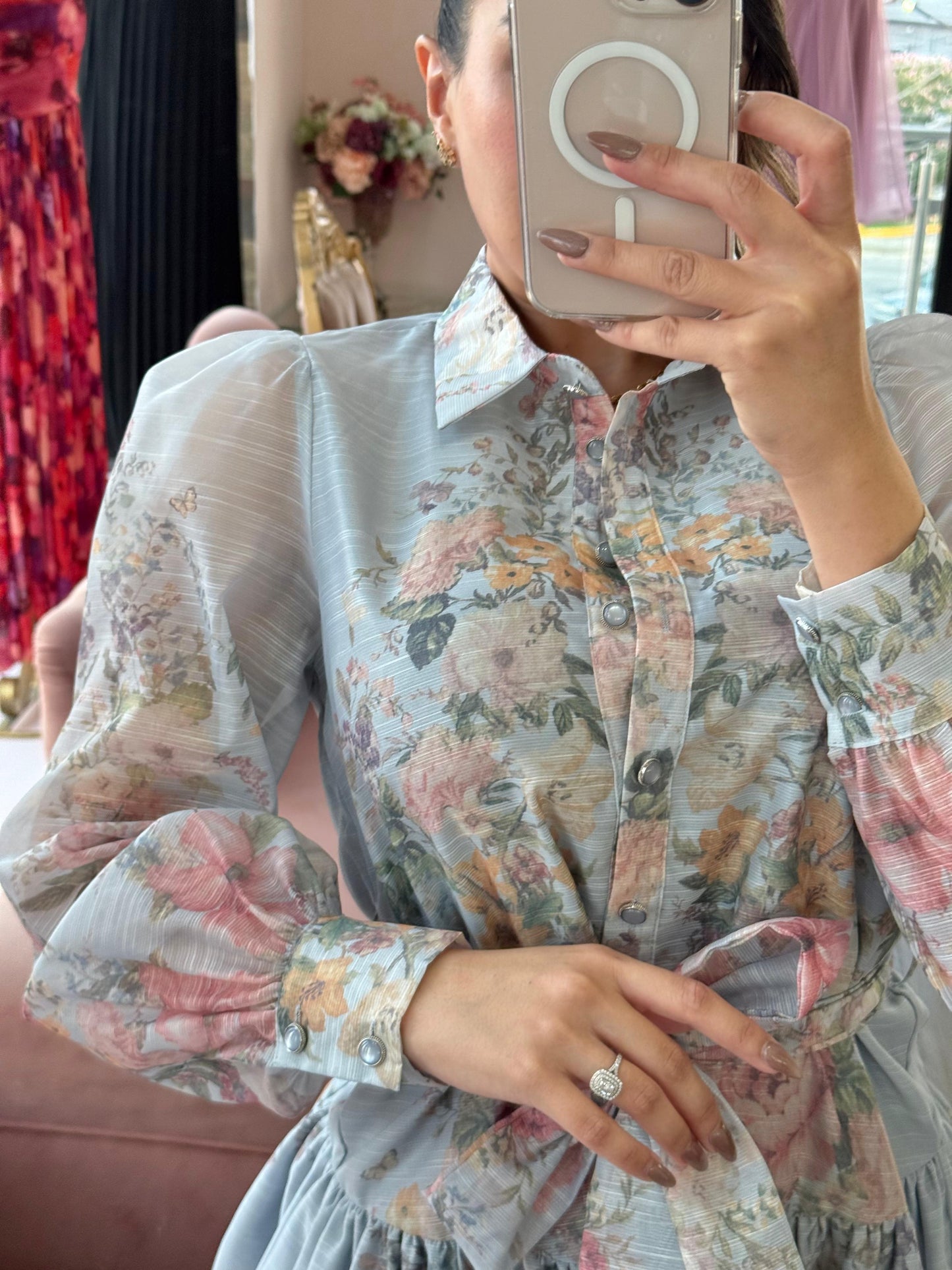 Vestido camisero, corto con estampados floral