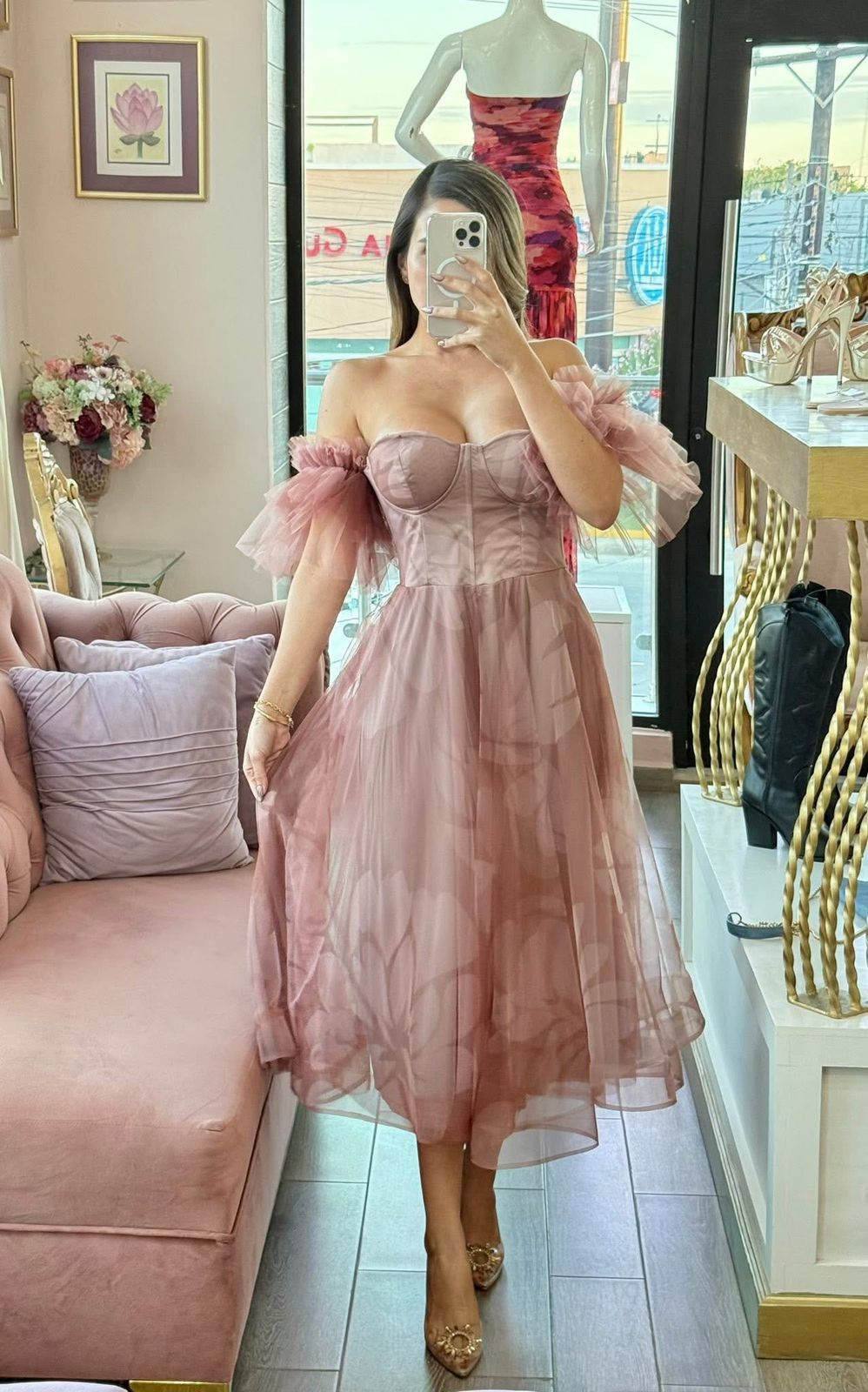 Vestido strapless de tul