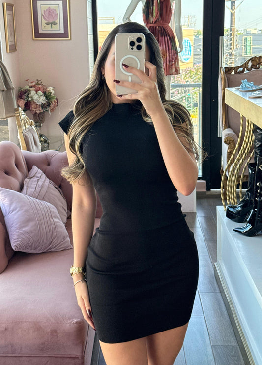 Vestido corto liso de punto