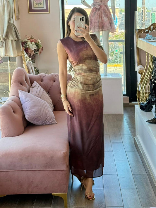 Vestido largo efecto degradado bicolor