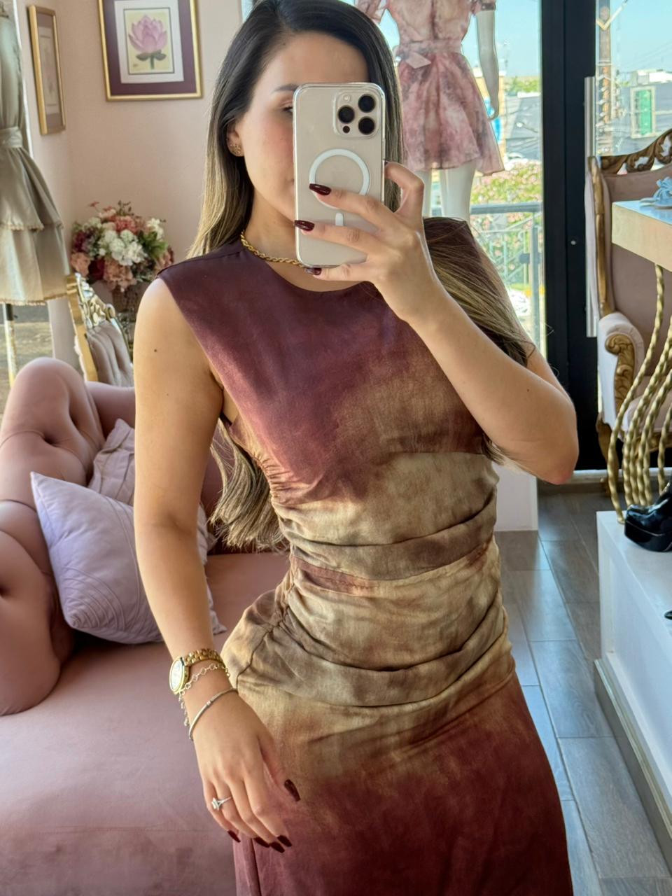 Vestido largo efecto degradado bicolor