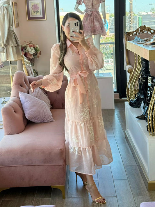 Vestido midi camisero con estampado floral