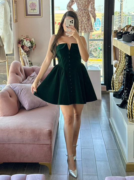 Vestido corto terciopelo con escote profundo