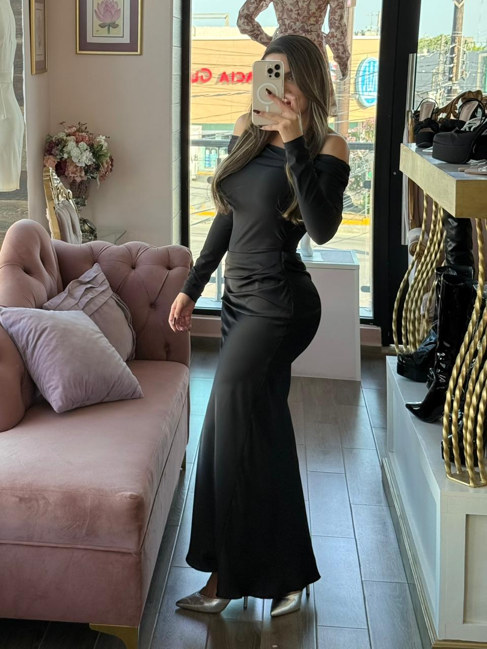 Vestido largo corte ajustado top tipo body