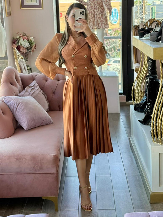 Vestido midi Blazer con caída plisada