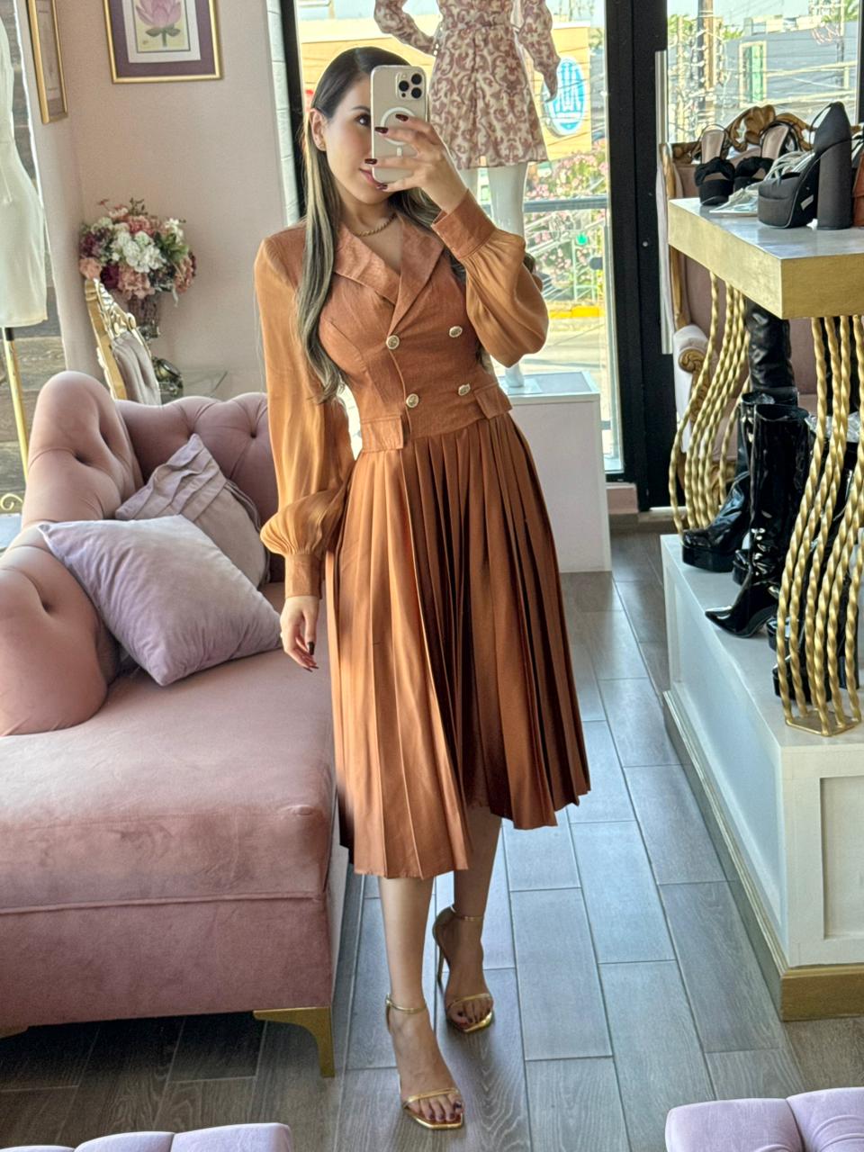 Vestido midi Blazer con caída plisada