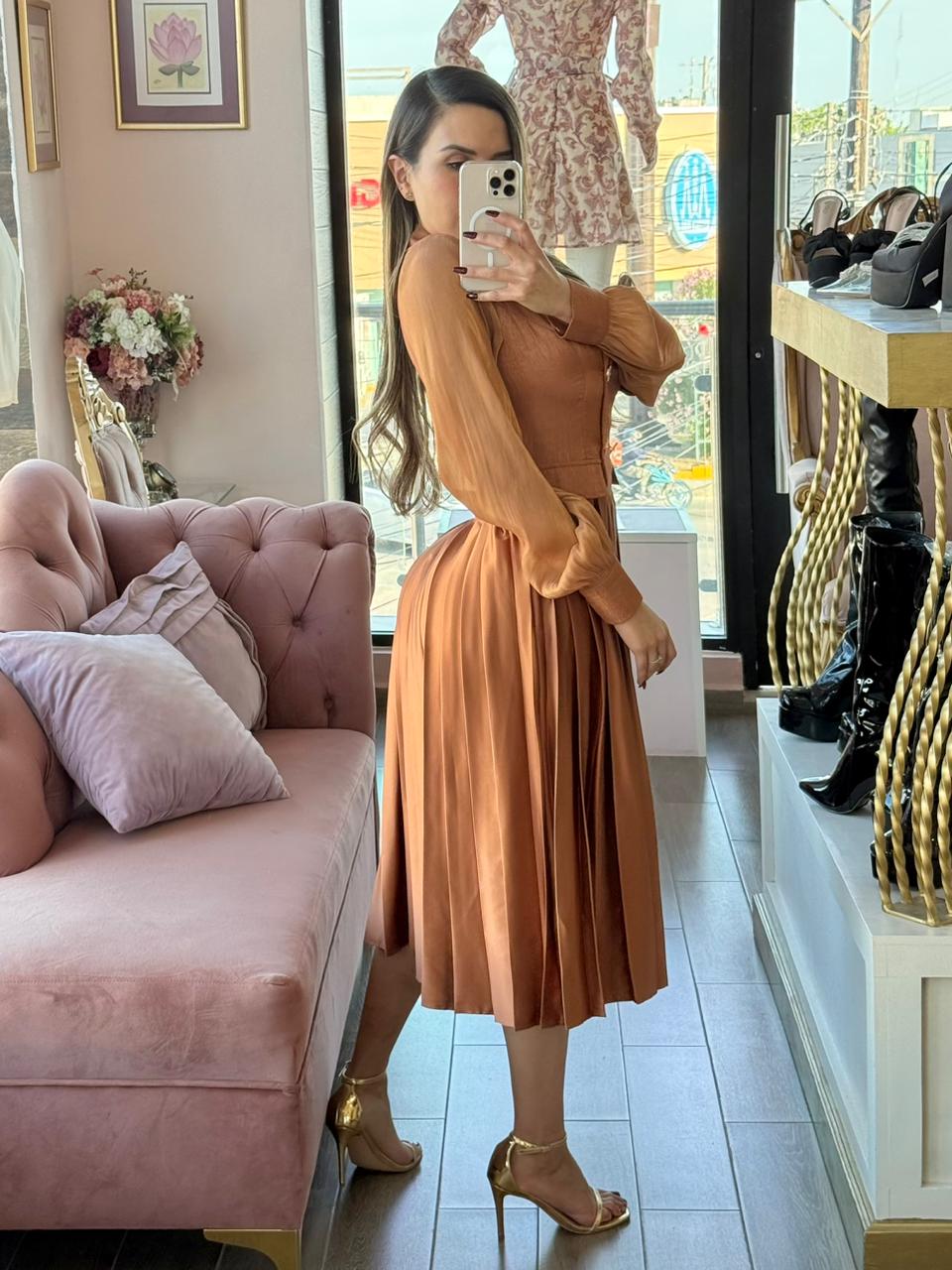 Vestido midi Blazer con caída plisada