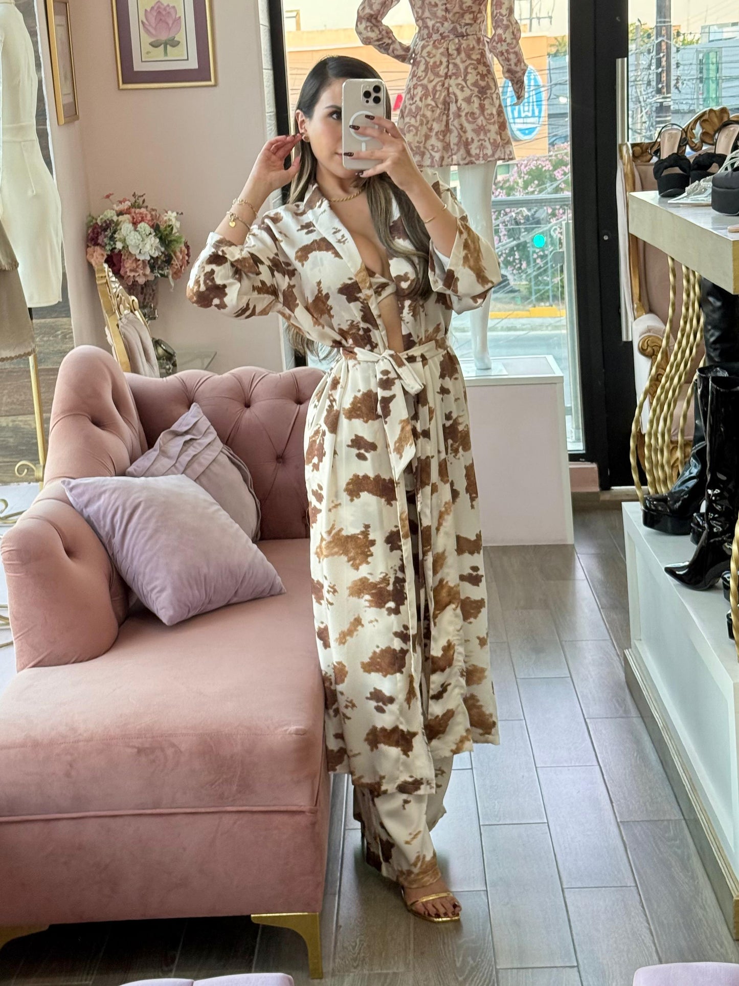 Set kimono con estampado