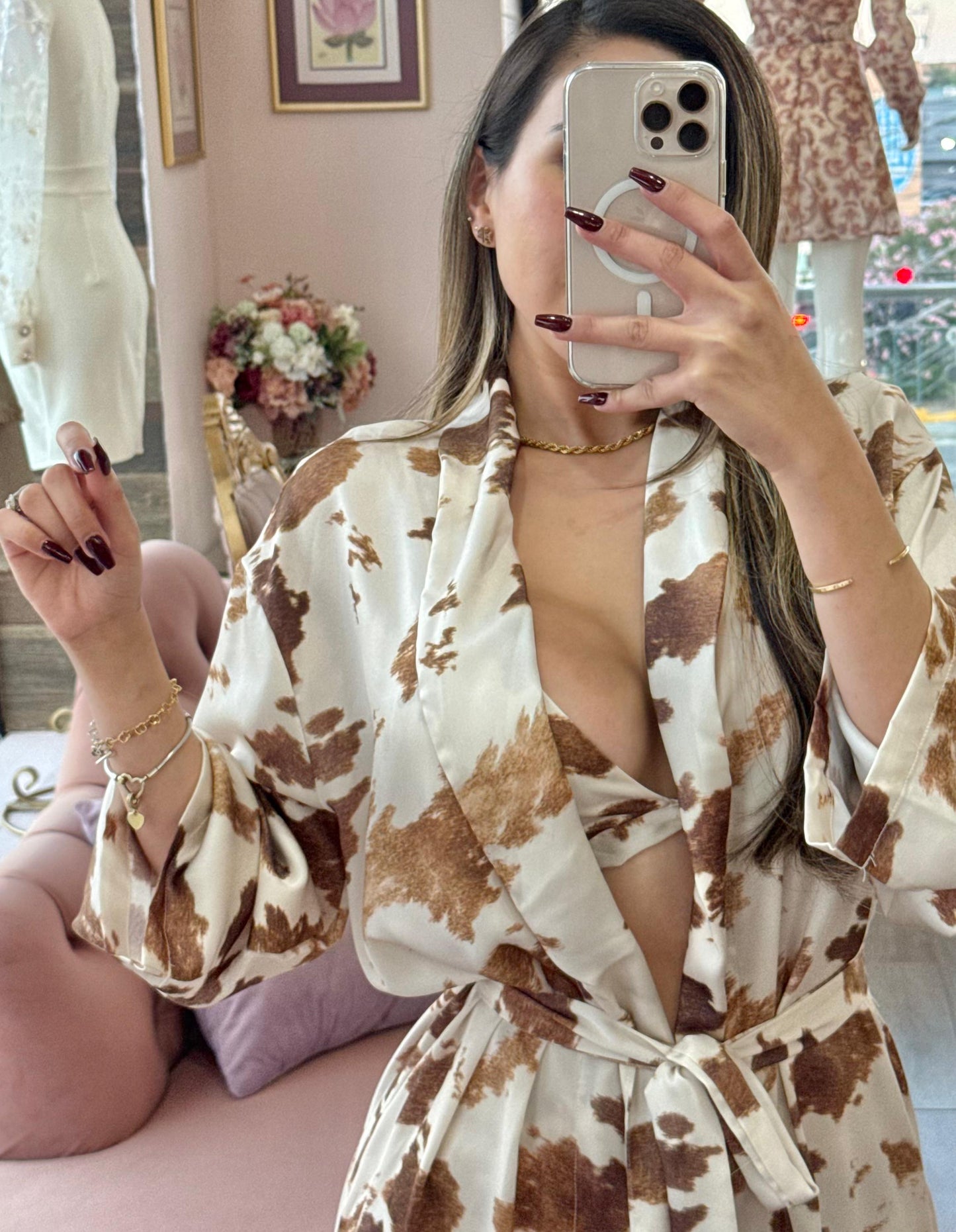Set kimono con estampado