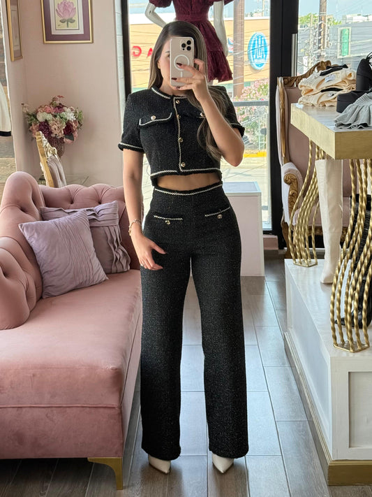 Set de tweed con detalles en contraste