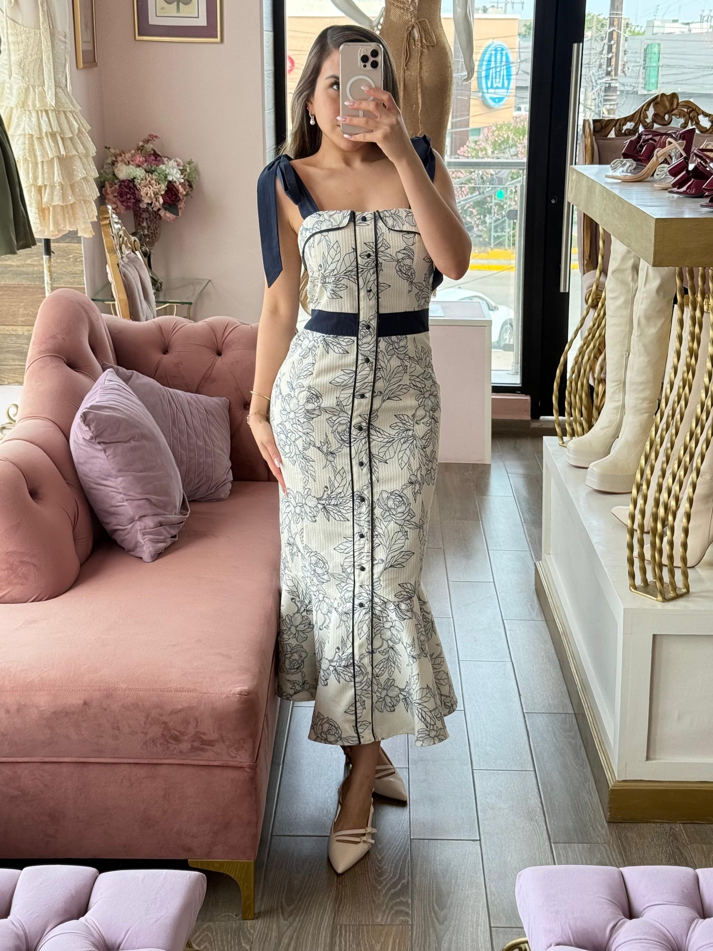 Vestido midi con estampado floral