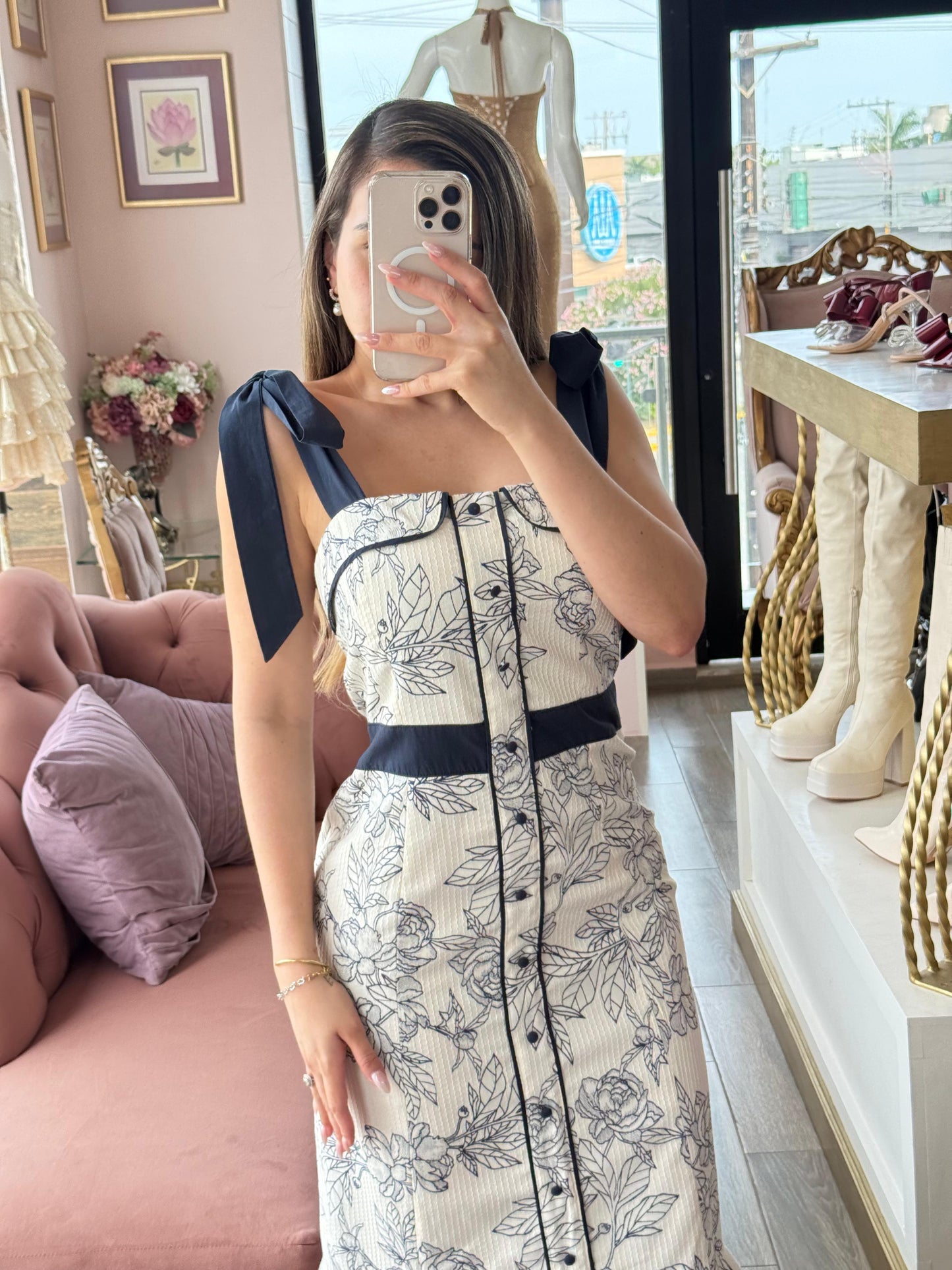 Vestido midi con estampado floral